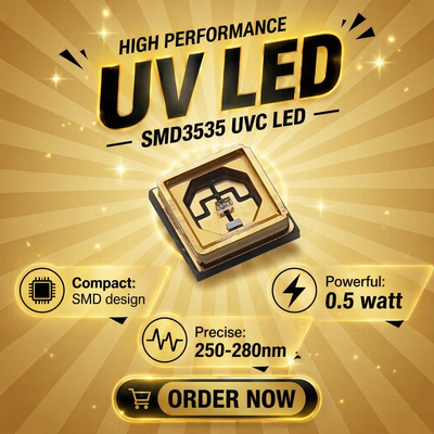 Compact UV LED Chips Delivering Precise Wavelength Emission for Photochemical and Analytical Applications