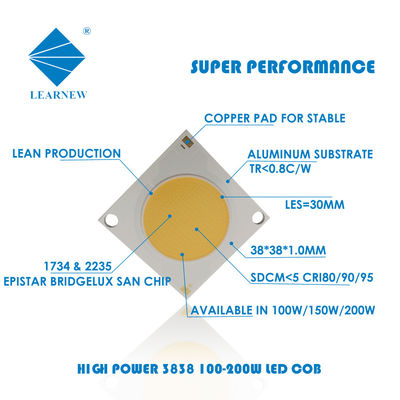 High CRI 3000K 4000K 6500K 36V COB LED Chips Aluminum Copper Substrate