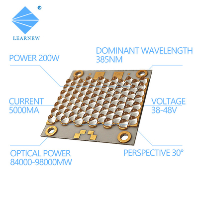 UVA 385nm 200w LED Chip , 3535 LED Chip With Quartz Glass Lens