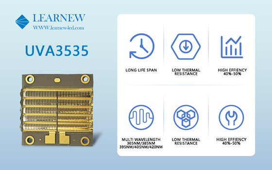 365nm 385nm 395nm UVA 300w LED Chip 34-38V 2235 Wave Shaped