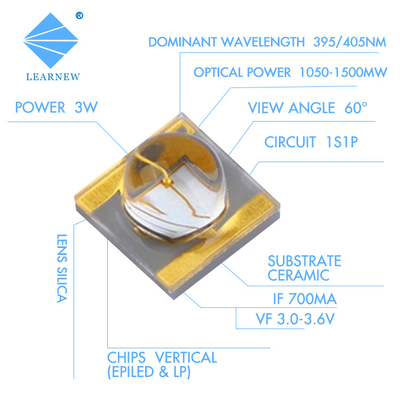 3535 3W 365nm 385nm 405nm 395nm UVA LED Chips ALN Coppering ALN Coppering