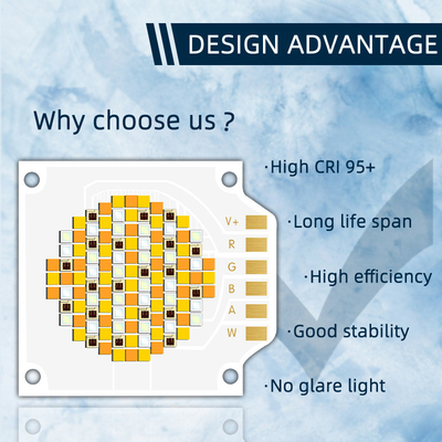 3538 250W Five Colors COB LED Chips with 620nm/460nm/520nm/2700K/6500K CCT and 24-26V