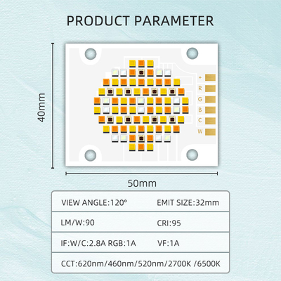 High Efficiency LED Chip 4050 Size 2700k 6500k 180w Five Color COB LED Chips Bead