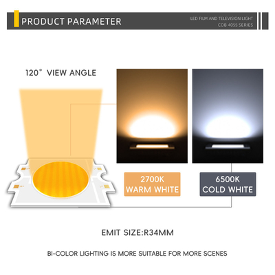 Constant Voltage DC 75V Dual Color LED COB 4055 Bi Color 2700K+6500K High Power 300W COB LED