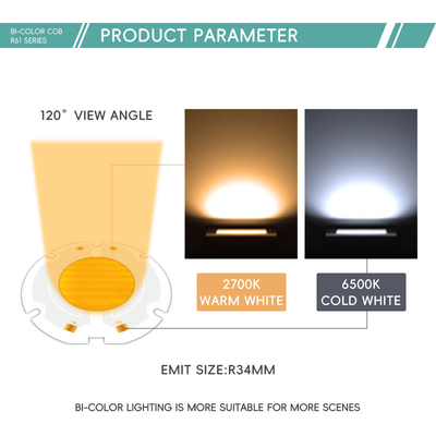 200W CCT Star Shape Bi-color R61 60X60MM Emit Size 34MM Led Cob Chip on Board 130lm BiColor Flip Chip PCB for Stage Spotlight