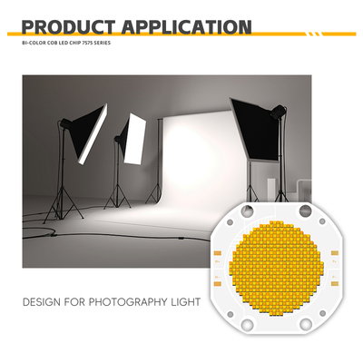 Dual CCT COB LED Chip High Power 60V Bi-Color 600W+600W 3000lm 1W 2700K/6500K Color Temperature 95Ra 75*75