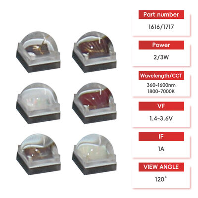 LEARNEW High Power LED Chip 2W 3W ALN Coppering Broad Spectrum 1800K-700K 120 Viewing Angle 2.8-3.4V Customizable Color
